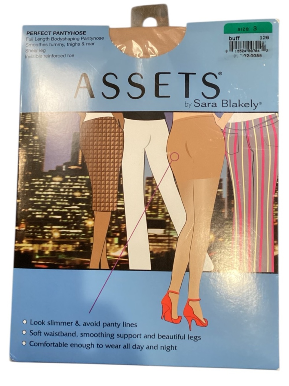 ASSETS Full Length Bodyshaping Pantyhose Buff Color Sheer Leg Size 3 NEW